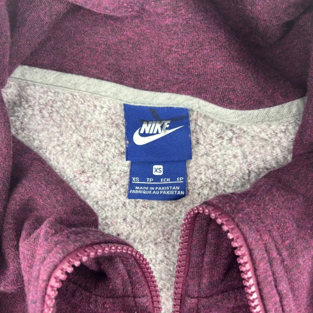 Vintage Nike Full Zip Womens XS Plum Heather Shawl Collar Fleece‎ Blue Label